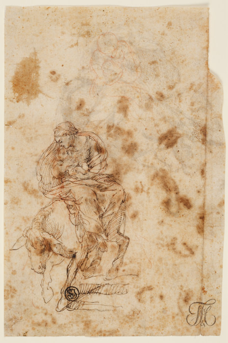 Frau mit Kind auf einem Esel (Maria mit dem Kind) von Lelio Orsi