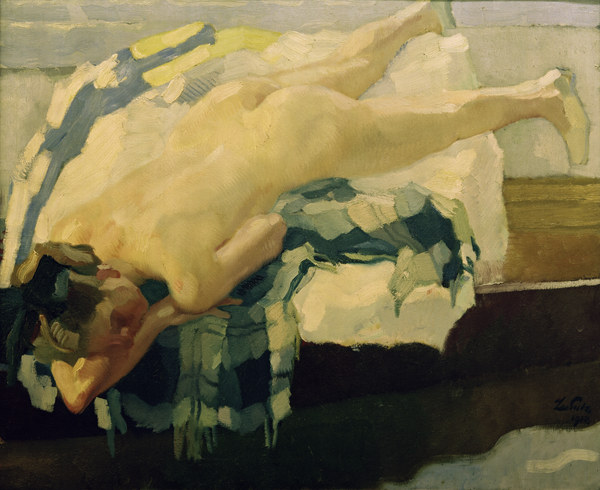 Weiblicher Akt im Kahn, 1912. von Leo Putz