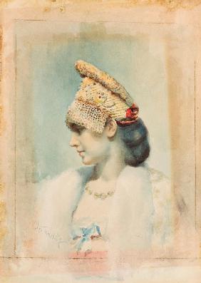 Porträt eines Mädchens in Kokoschnik 1890
