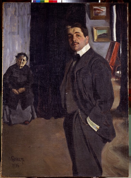 Porträt Sergei Djagilew (1872-1929) mit seiner Kinderfrau von Leon Nikolajewitsch Bakst
