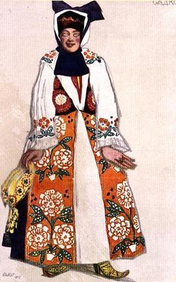 Costume design for a peasant woman, from Sadko, 1917 (colour litho) 19th