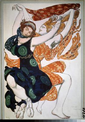 Zwei Böotierinnen. Kostümentwurf zum Ballett Narcisse von N. Tscherepnin 1911