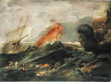 Shipwreck on a Rocky Shore von Leonard Bramer