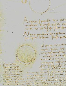Codex Leicester. Folio 2 recto showing the outer luminosity of the moon (lumen cinerum)