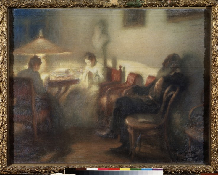 Der Schriftsteller Leo Tolstoi mit seiner Familie in Jasnaja Poljana von Leonid Ossipowitsch Pasternak