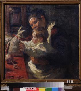 Häschen. Kinderfrau mit Kind 1901
