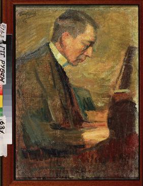 Porträt des Komponisten Sergei Rachmaninow (1873-1943) 1916