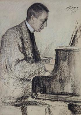 Bildnis des Komponisten S.Rachmaninow. 1916
