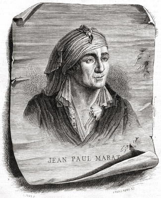 Portrait of Jean Paul Marat (1743-93) engraved by Jean Baptiste Amedee Guillaume (1822-93) (engravin von Leopold Mar