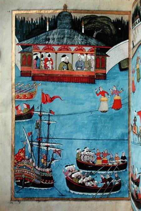 TSM A.3593 Nautical Festival before Sultan Ahmed III (1673-1736) from 'Surname' by Vehbi von Levni