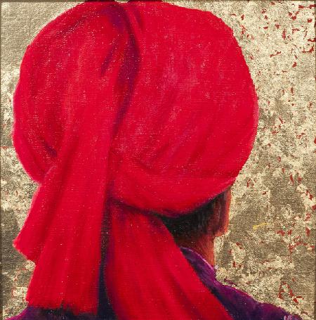 Red Turban on Gold Leaf 2014