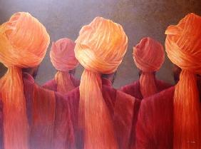 All Five Heads (oil on canvas) 