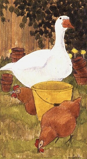 Duck and Hens  von Linda  Benton