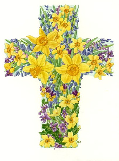 Floral Cross I von Linda  Benton