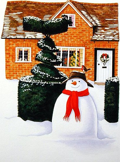 The Snowman (gouache on paper)  von Linda  Benton