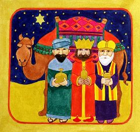 Three Kings and Camel (gouache on paper) 