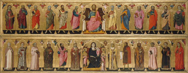 Thronender Christus mit den 12 Aposteln und Engeln von Lippo Memmi