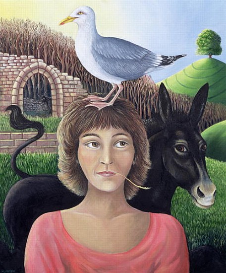 A Bad Hair Day, or The Trickster Architype, 1999 (oil on canvas)  von Liz  Wright