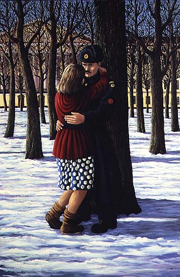 Lovers outside the Admiralty, St. Petersburg, 1990  von Liz  Wright