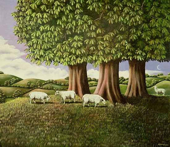 Sheep under the Chestnut Trees, 1981 (panel)  von Liz  Wright