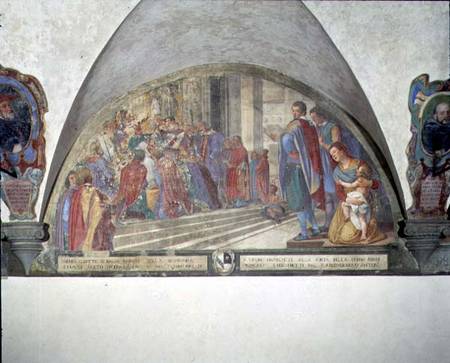 St. Antoninus Absolves the Eight of Balia of Excommunication, lunette von Lorenzo Cerrini
