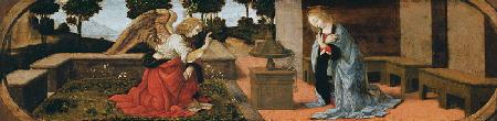 The Annunciation, predella panel from an altarpiece 1478-85