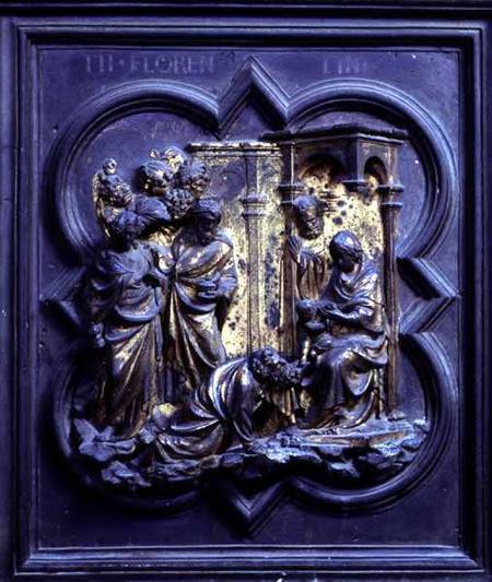 The Adoration of the Magi, third panel of the North Doors of the Baptistery of San Giovanni von Lorenzo Ghiberti
