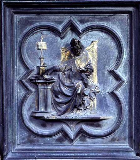 St Ambrose, panel E of the North Doors of the Baptistery of San Giovanni von Lorenzo Ghiberti