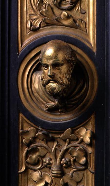 Male head, roundel from the frame of the Gates of Paradise (East doors) von Lorenzo Ghiberti