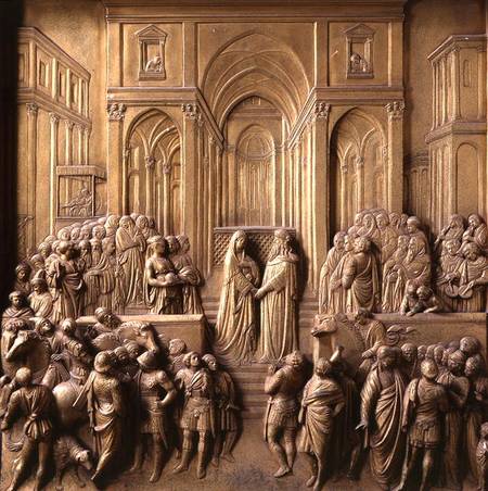 The Meeting of King Solomon and the Queen of Sheba, one of ten relief panels from the Gates of Parad von Lorenzo Ghiberti