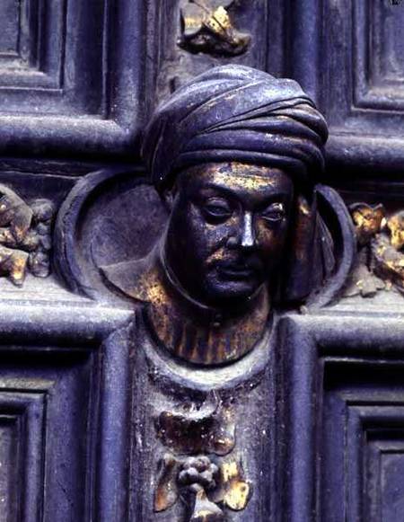 Self Portrait, fifth head from the top on the left door of the North Doors of the Baptistery of San von Lorenzo Ghiberti