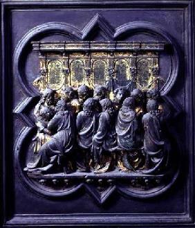 The Last Supper, twelfth panel of the North Doors of the Baptistery of San Giovanni 1203-24