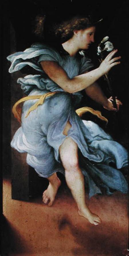 The Archangel Gabriel, left hand panel from the Annunciation von Lorenzo Lotto