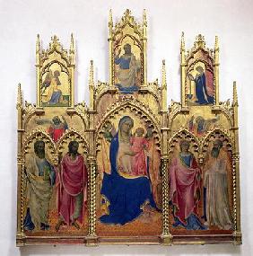 Madonna and Child with Saints (tempera on panel) 19th
