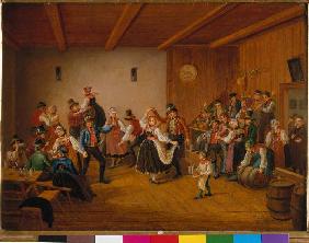 Tanz in einem Dachauer Dorfgasthaus. 1846