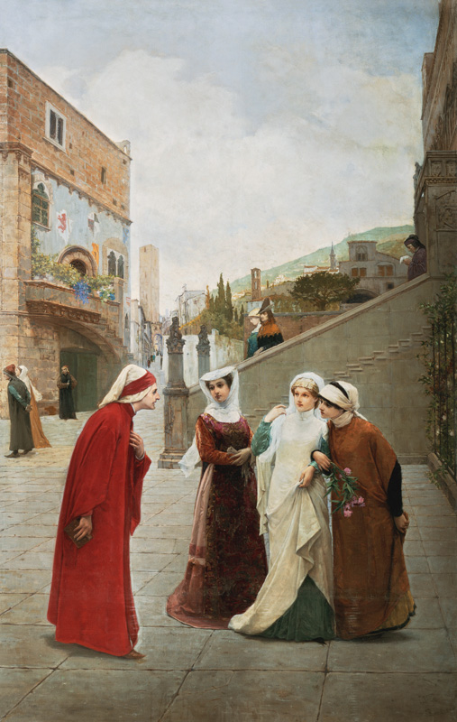 Die Begegnung von Dante und Beatrice von Lorenzo Valles