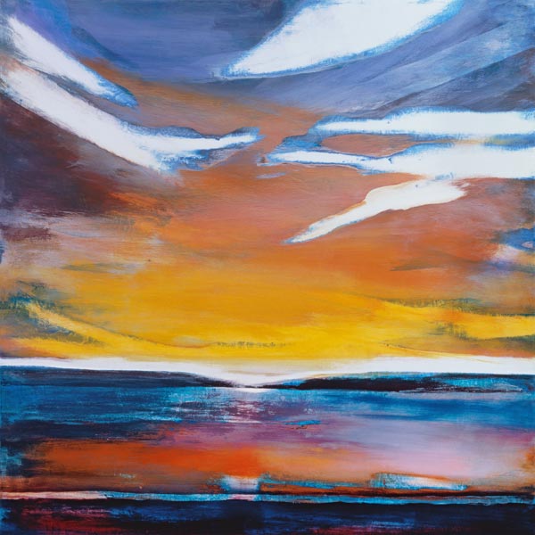 Evening seascape (mixed media)  von Lou  Gibbs