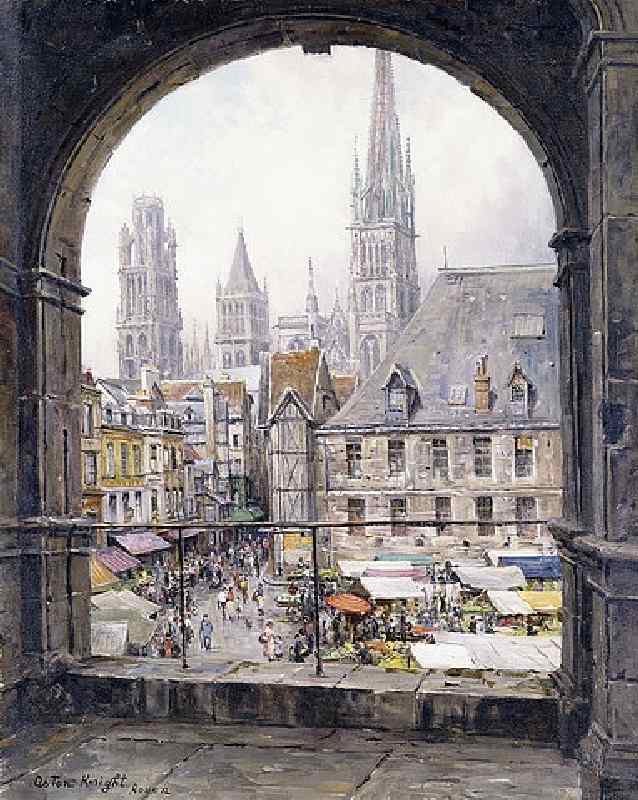 Der Marktplatz in Rouen von Louis Aston Knight