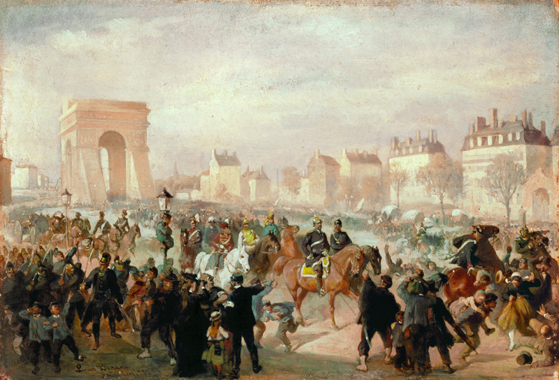 Einzug der deutschen Truppen mit Bismarck in Paris am 3. März von Louis Braun