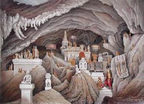 Interior of the grotto of Nam Hou, Laos, from 'Atlas du Voyage d'Exploration de Indo-Chine effectue published