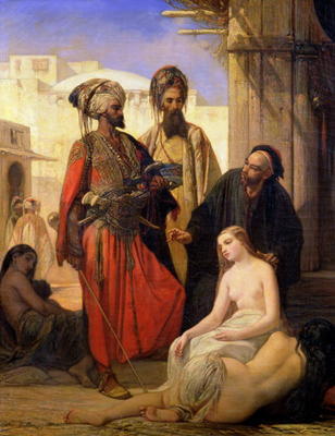A Slave Market in Asia Minor (oil on canvas) von Louis Devedeux