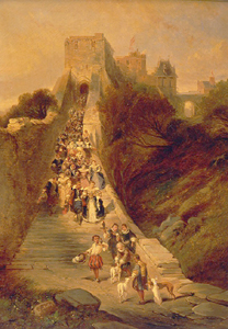 Auszug aus dem Schloss. von Louis Gabriel Eugène Isabey