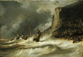 Storm on the Coast at Etretat, Normandy 1851