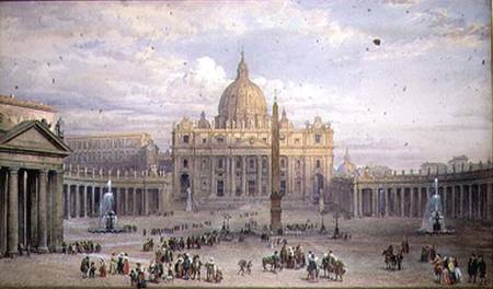 Exterior of St. Peter's, Rome, from the Piazza von Louis Haghe