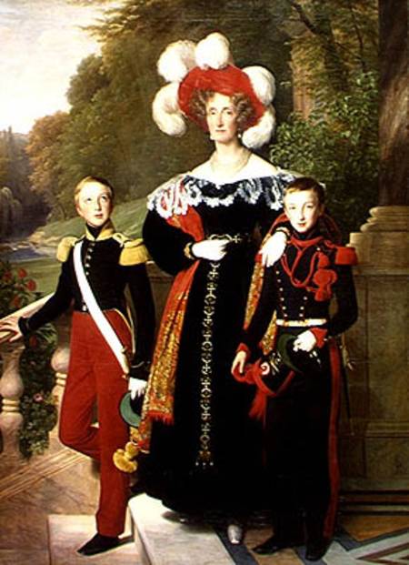 Marie Amelie of Bourbon-Sicile (1782-1866) and her sons, Henri of Orleans (1822-97) Duke of Aumale a von Louis Hersent