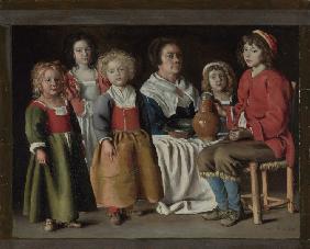 Frau mit fünf Kinder 1642