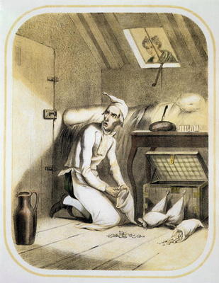 Avarice in the Kitchen, from a series of prints depicting the Seven Deadly Sins, c.1850 (colour lith von Louis-Léopold Boilly