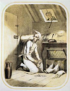 Avarice in the Kitchen, from a series of prints depicting the Seven Deadly Sins, c.1850 (colour lith 1912