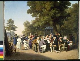 Die Freizeit-Politiker in den Tuillerien in Paris. 1832