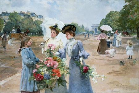 Blumenverkäuferin auf der Avenue du Bois de Boulogne 1902